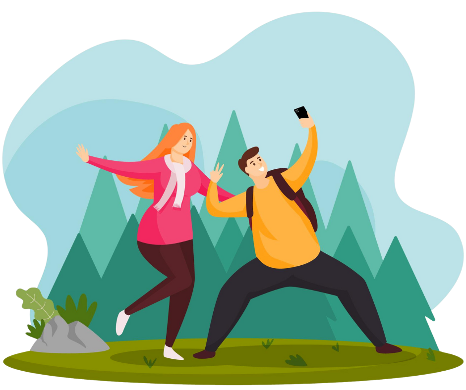 Ilustração de pessoas se divertindo